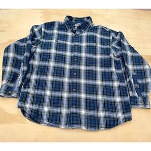 Duluth Trading Co Men's L‎ Tall Free Swingin Flannel Shirt Button Down Plaid